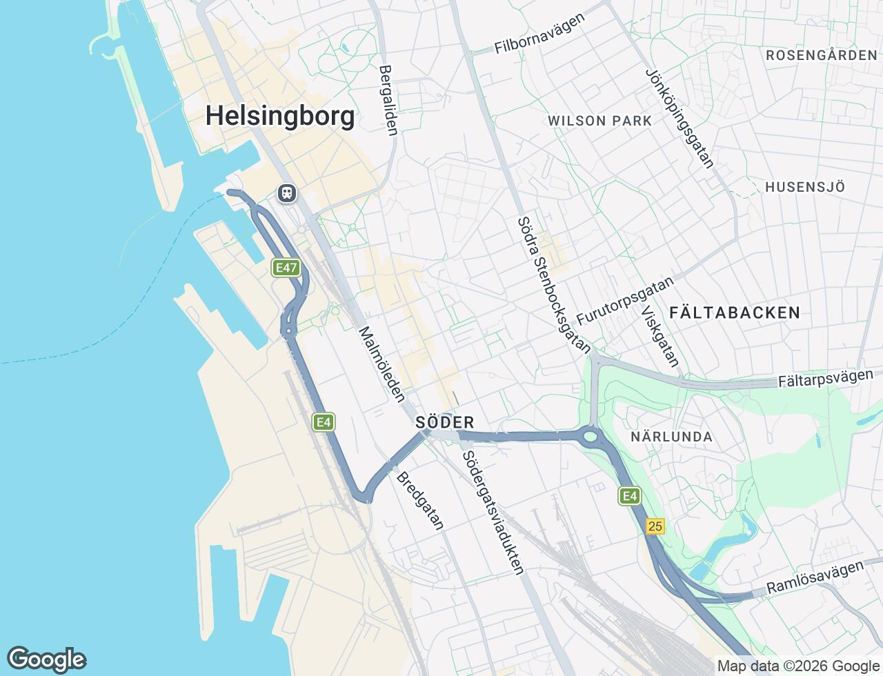 Karta över Hantverkaregatan 24 i 26 Helsingborg