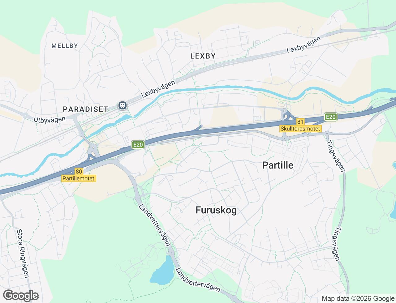 Karta över Oluff Nilssons väg 12 i 36 Partille