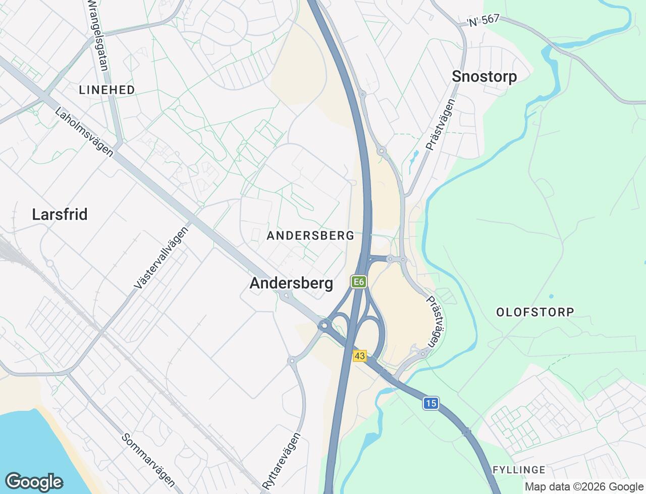 Karta över Andersbergsringen 255 i 22 Halmstad