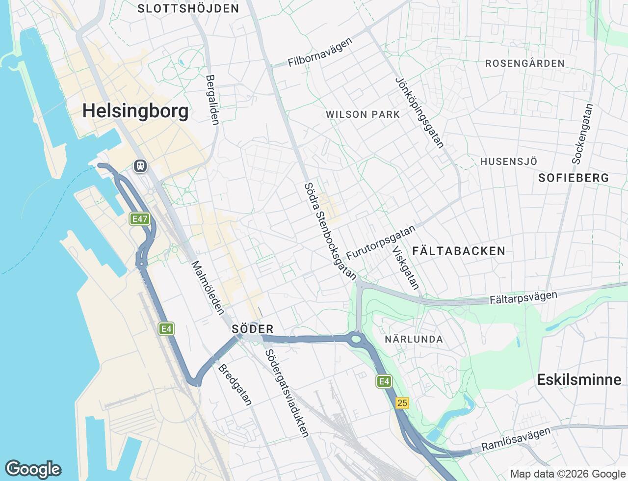 Karta över Nytorgsbacken 54 i 45 Helsingborg