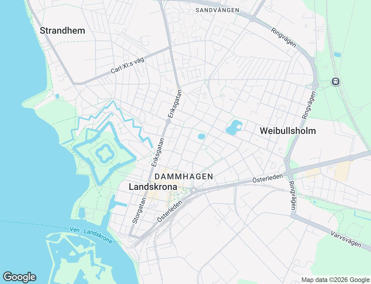 Karta över Järnvägsgatan 39 i 32 Landskrona