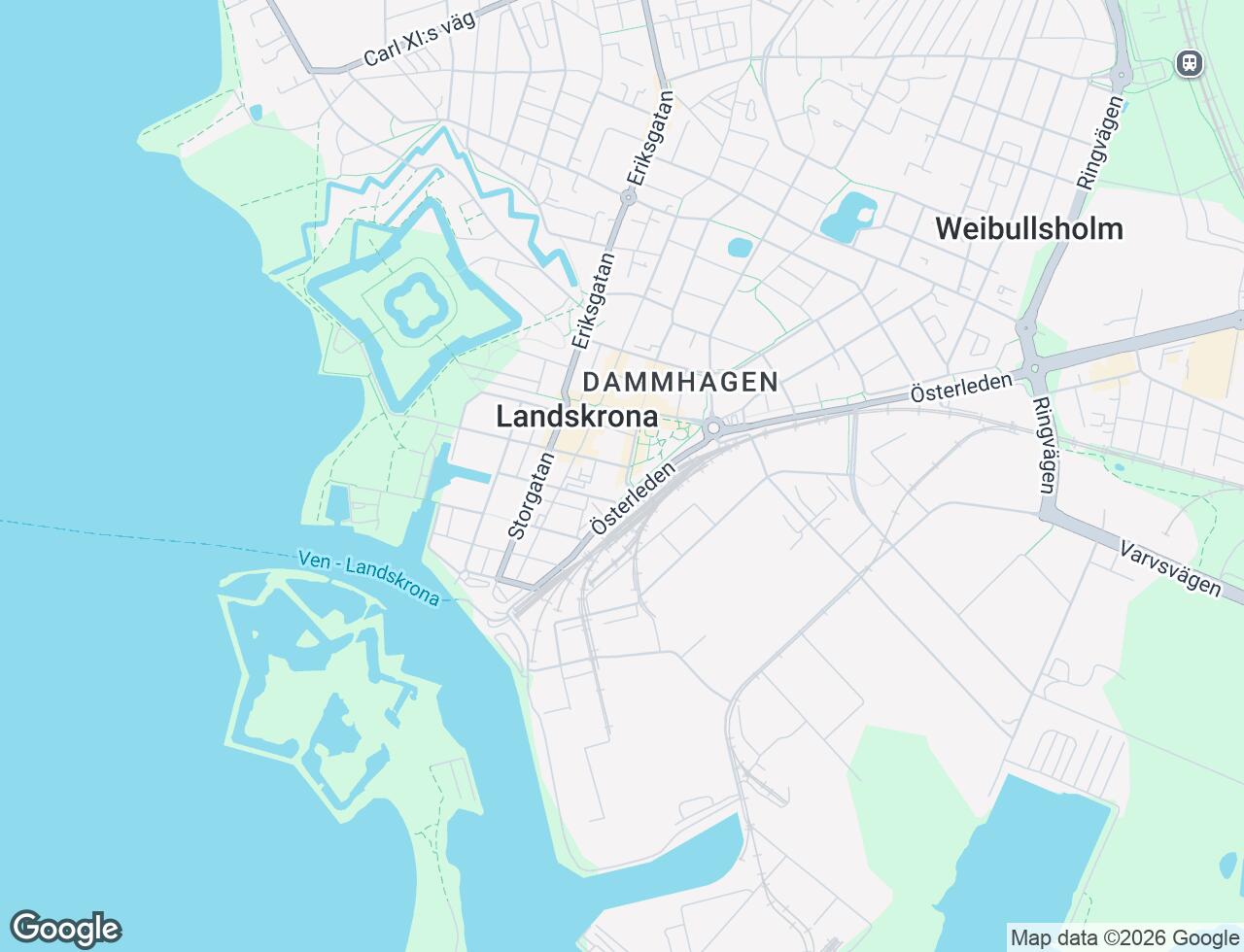 Karta över Järnvägsgatan 3 i 32 Landskrona