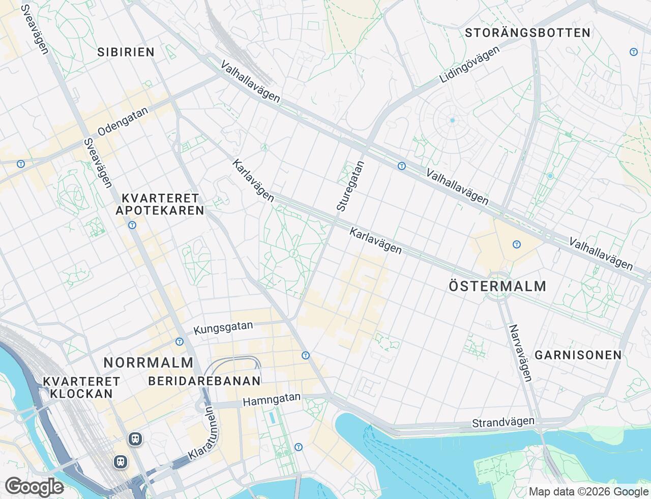 Karta över Sturegatan 28 i 36 Stockholm