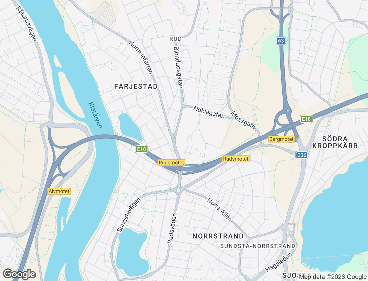 Karta över Rudsbergsvägen 22 i 66 Karlstad