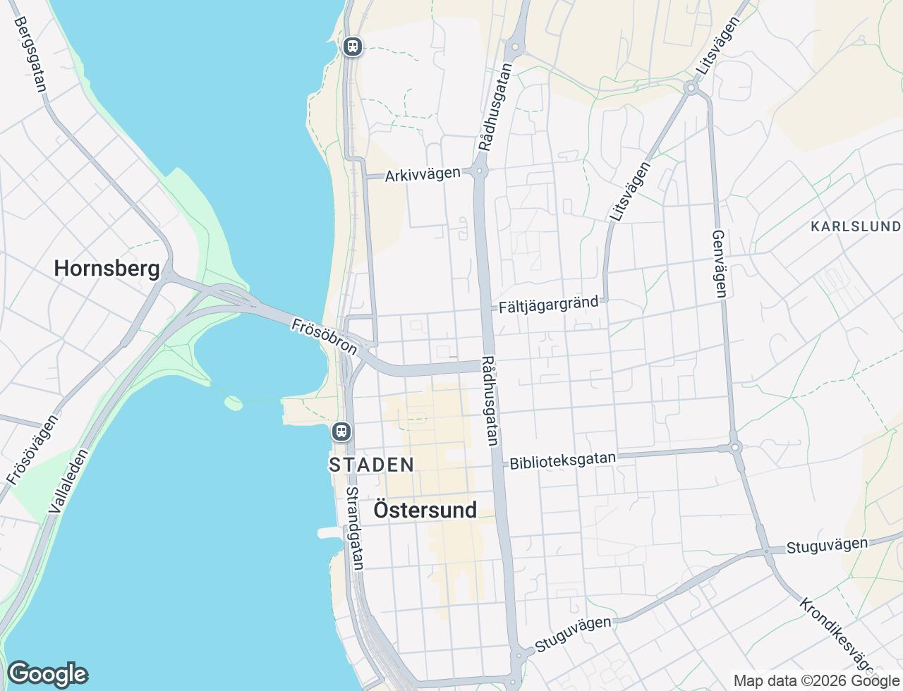Karta över Kyrkgatan 24A i 50 Östersund