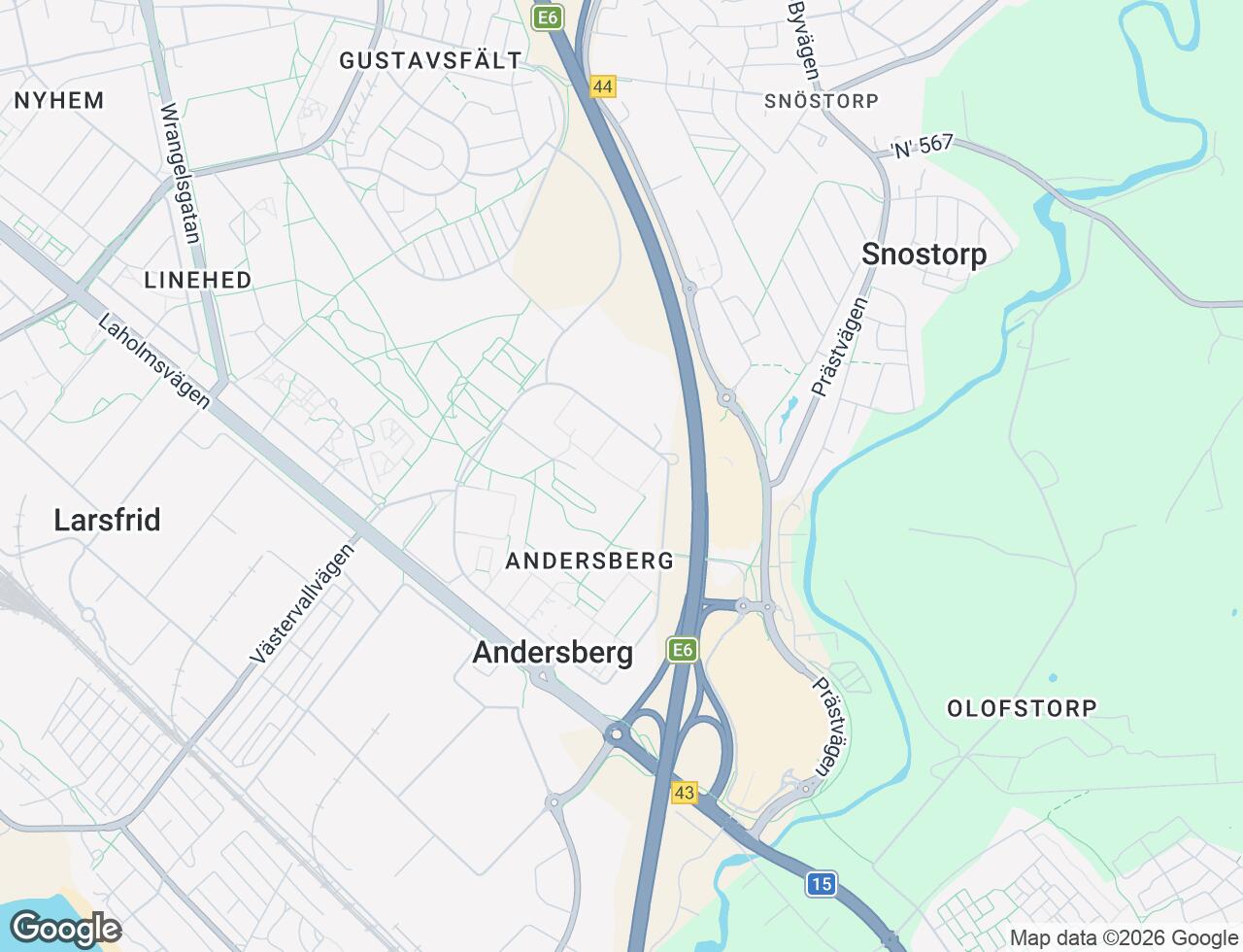 Karta över Andersbergsringen 25 i 21 Halmstad