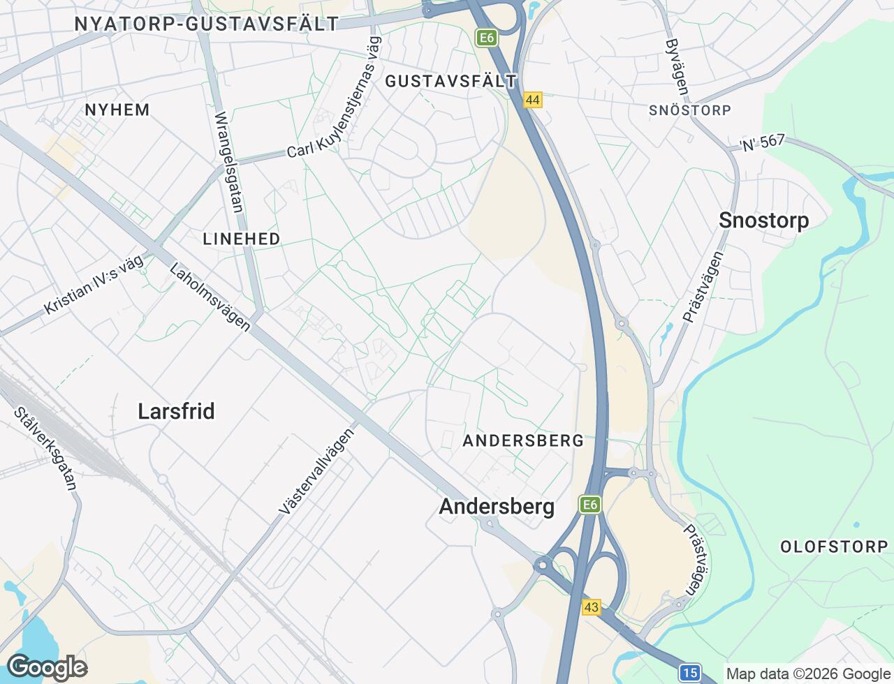 Karta över Andersbergsringen 92 i 21 Halmstad