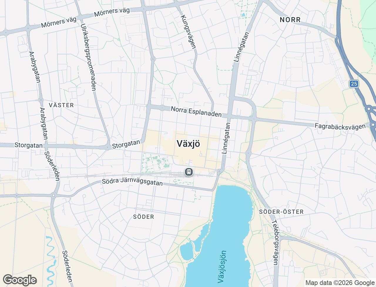 Karta över Växjö i Sverige