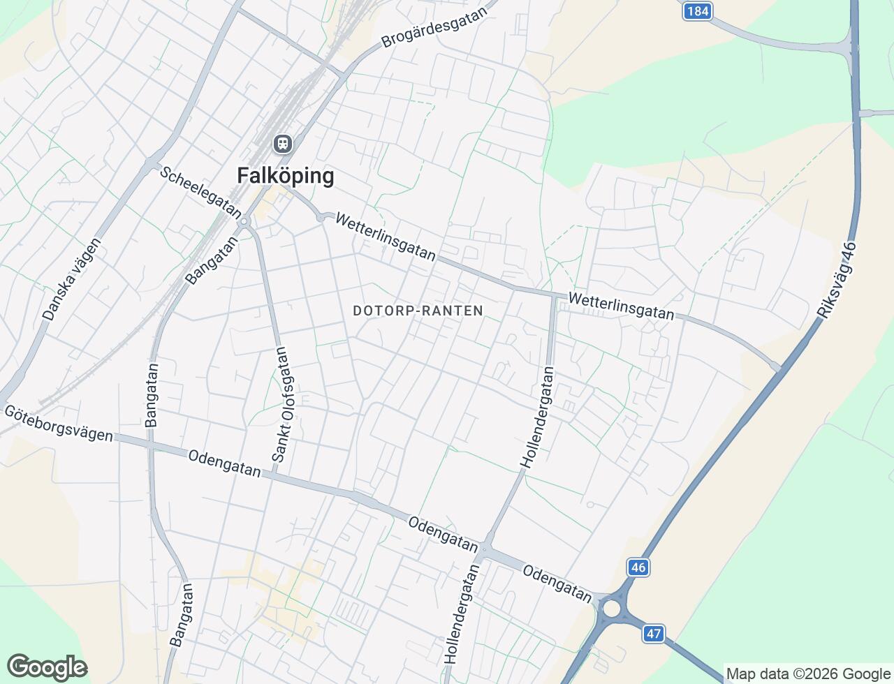 Karta över Idrottsgatan 39 i 44 Falköping