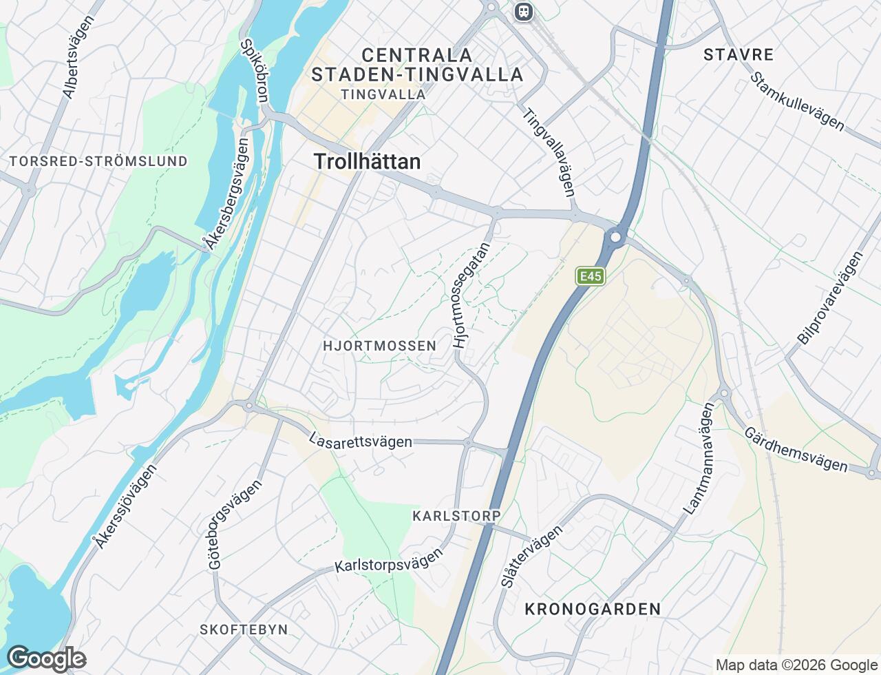 Karta över Hjortmossegatan 152 i 51 Trollhättan