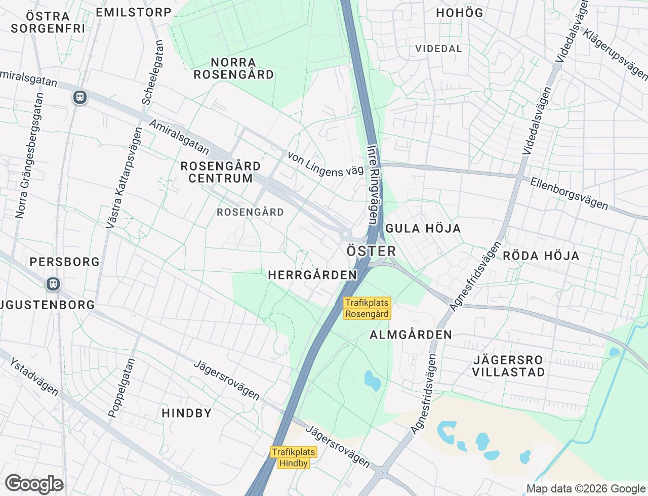 Karta över Ramels väg 47 i 69 Malmö