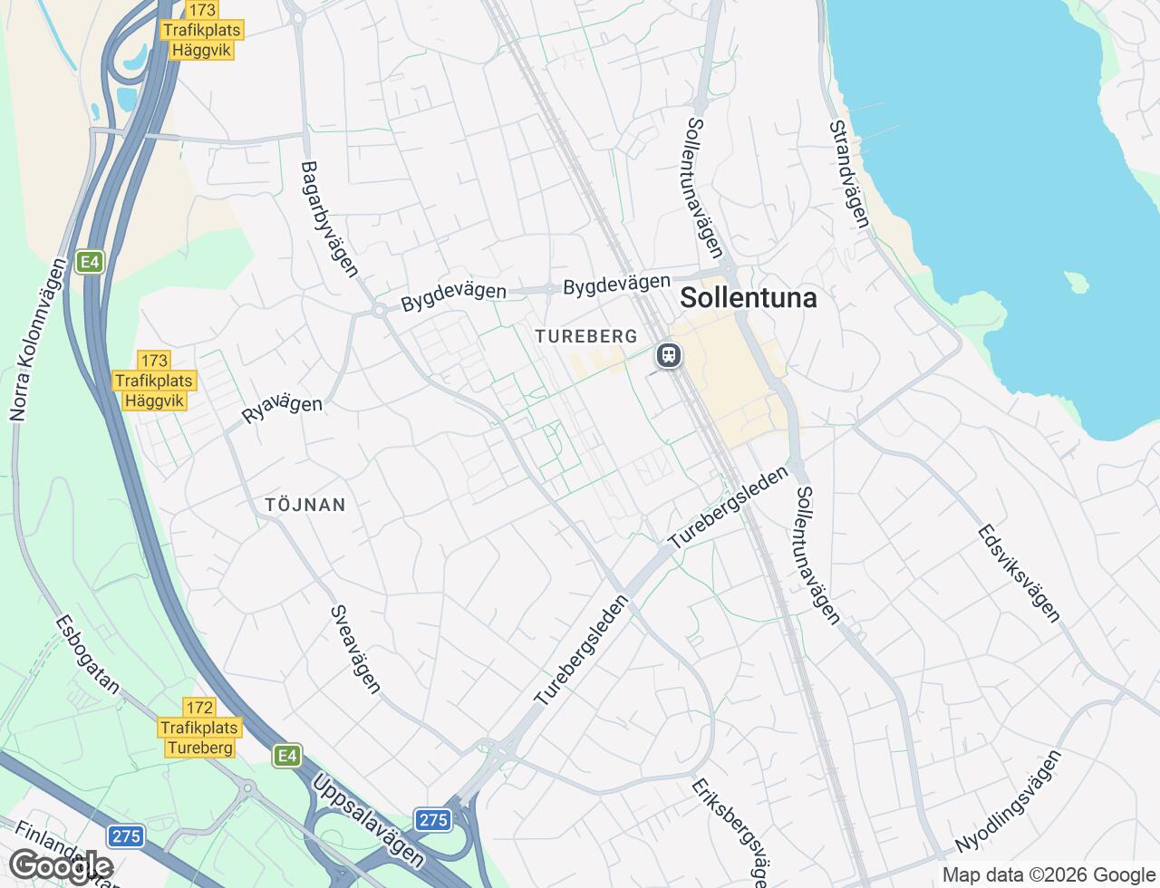 Karta över Malmvägen 45B i 61 Sollentuna