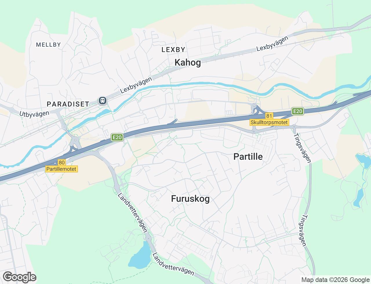 Karta över Oluff Nilssons väg 8 i 36 Partille