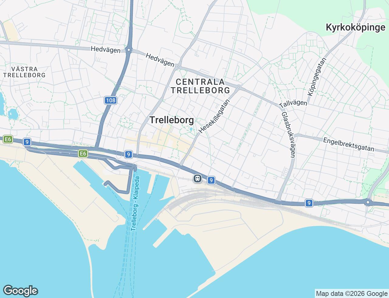 Karta över Nygatan 58 i 44 Trelleborg