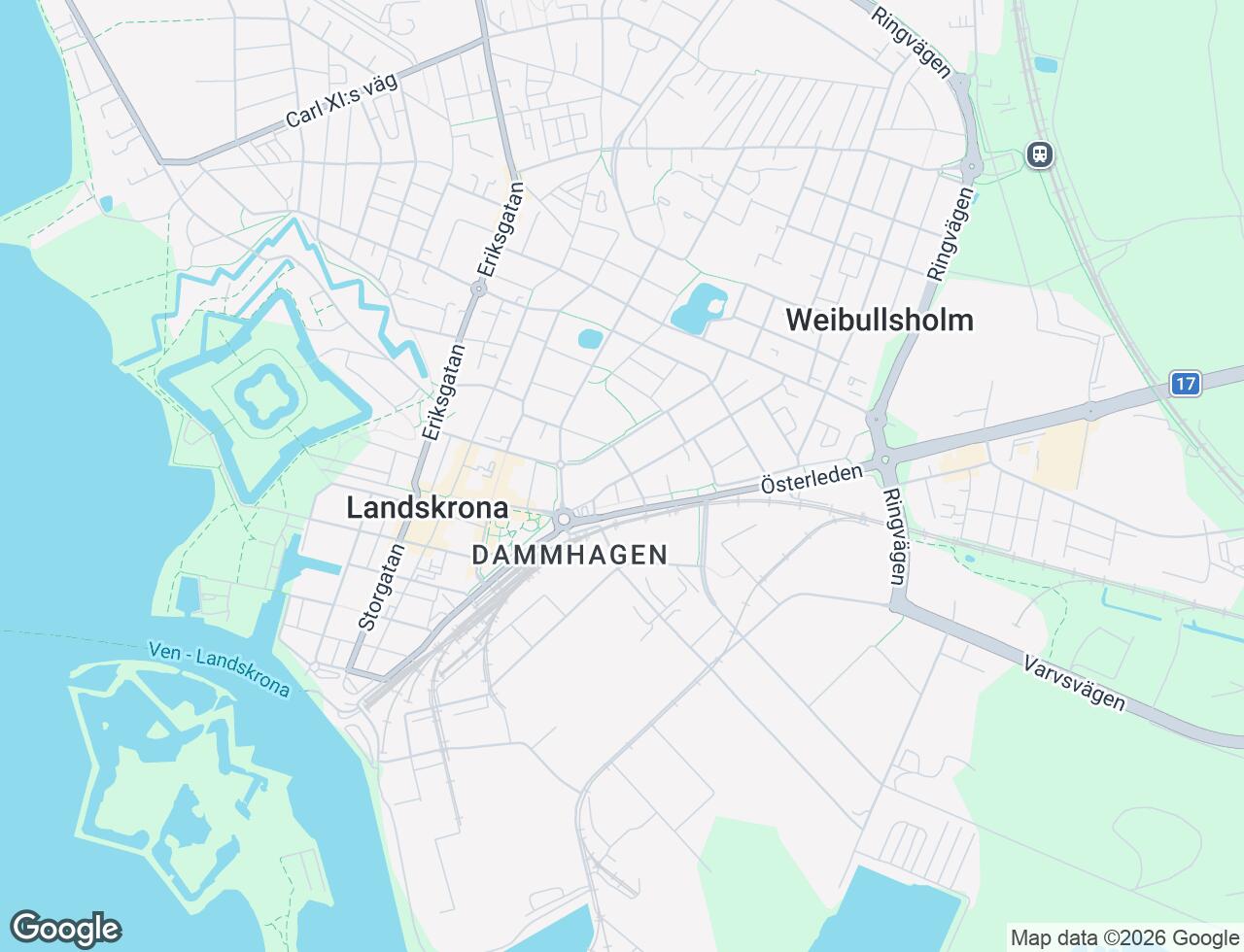 Karta över Östergatan 97F i 34 Landskrona