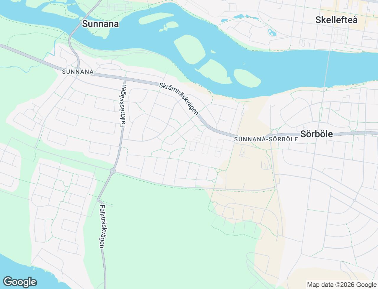 Karta över Skråmträskvägen 57 i 64 Skellefteå