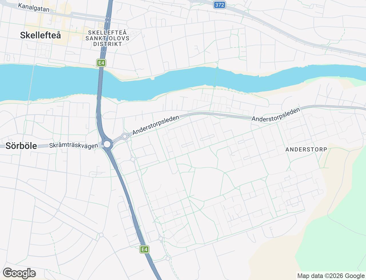 Karta över Skiftesgatan 52C i 55 Skellefteå