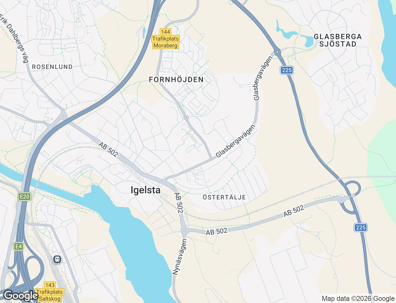 Karta över Fornhöjdsvägen 1 i 56 Södertälje