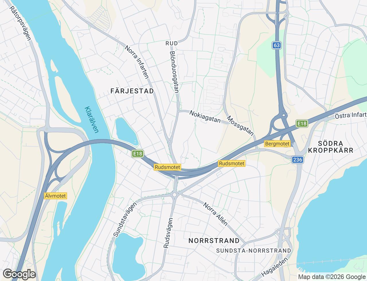 Karta över Rudsbergsvägen 20 i 66 Karlstad