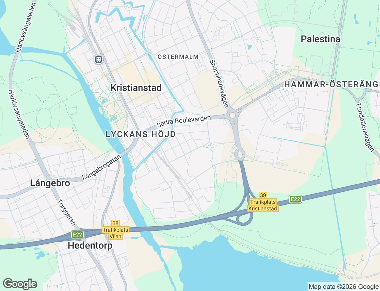 Karta över Sadelmakaregatan 5 i 51 Kristianstad