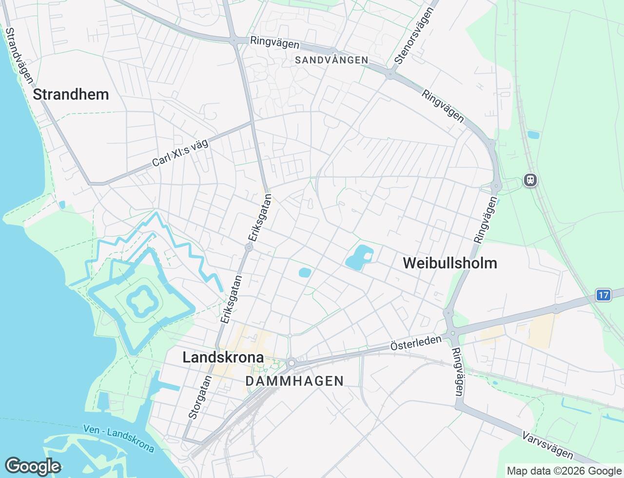 Karta över Järnvägsgatan 48A i 36 Landskrona