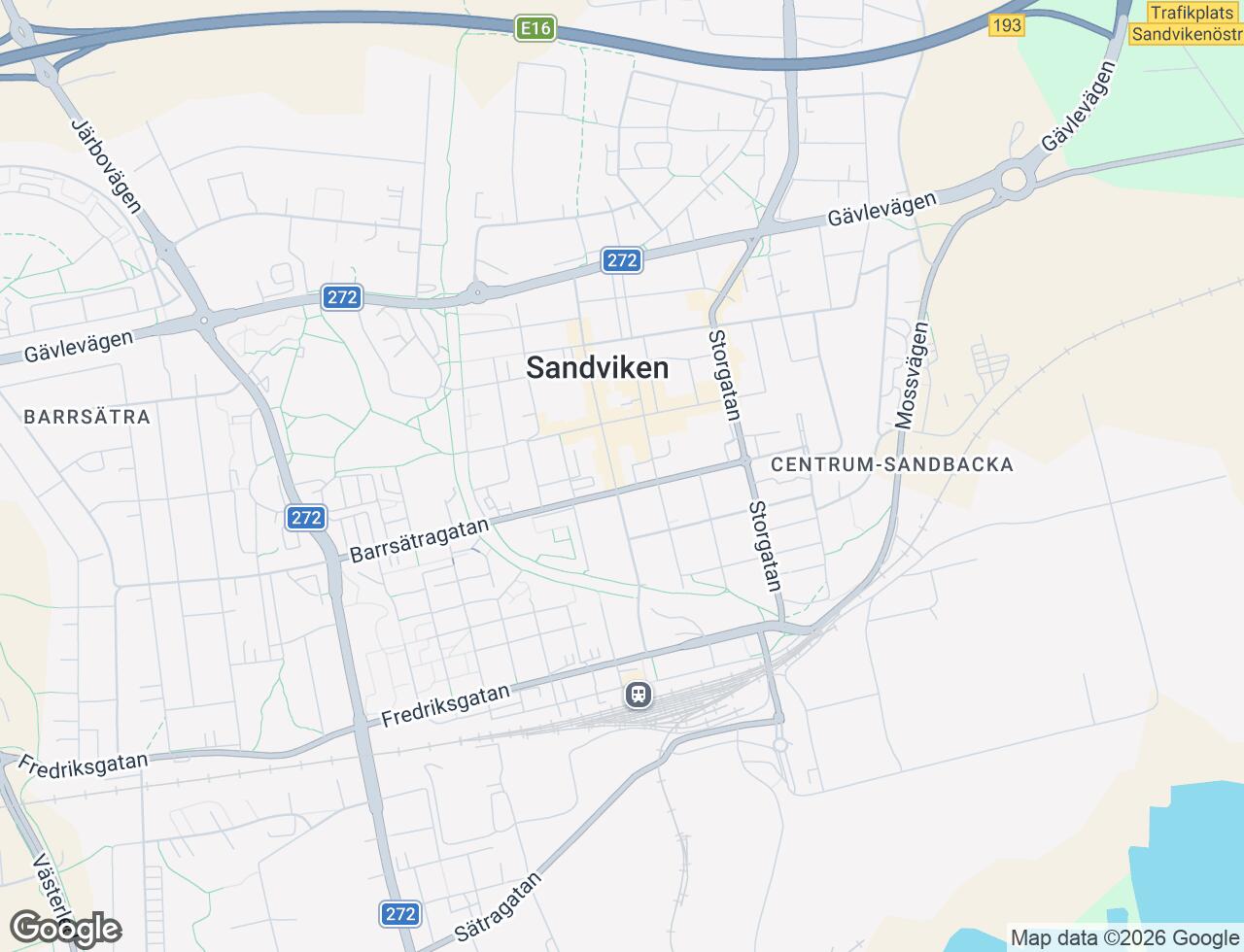 Karta över Hyttgatan 18 i 30 Sandviken