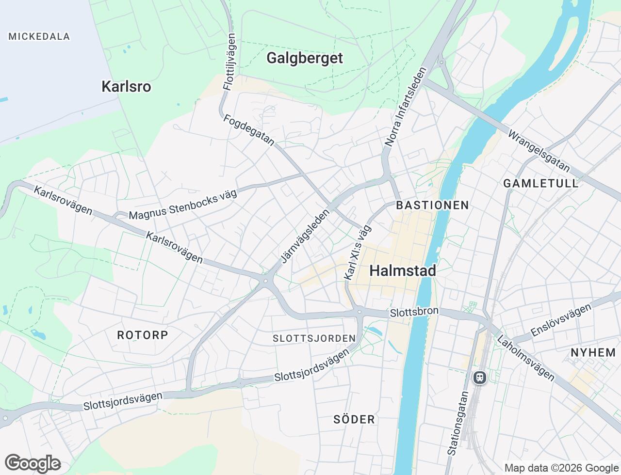 Karta över Nordbanegatan 29 i 96 Halmstad