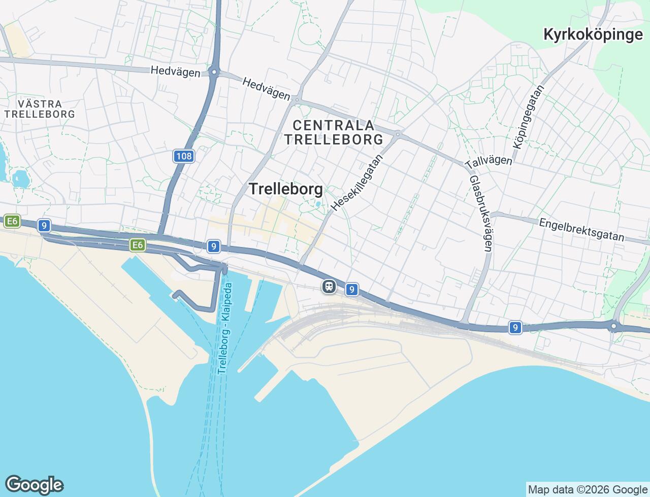 Karta över Östergatan 9 i 44 Trelleborg
