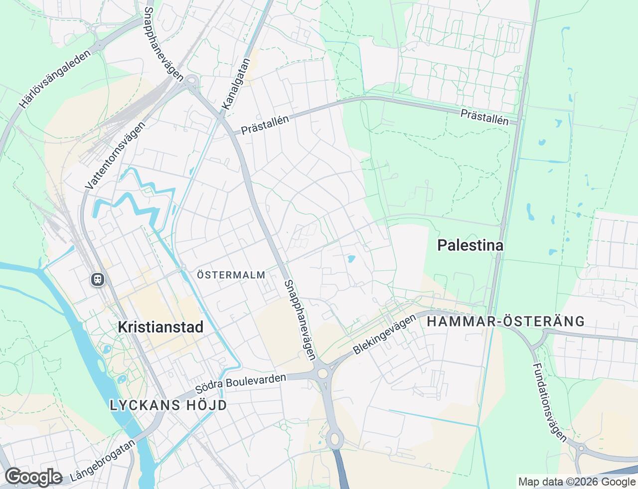 Karta över Lasarettsboulevarden 23A i 31 Kristianstad