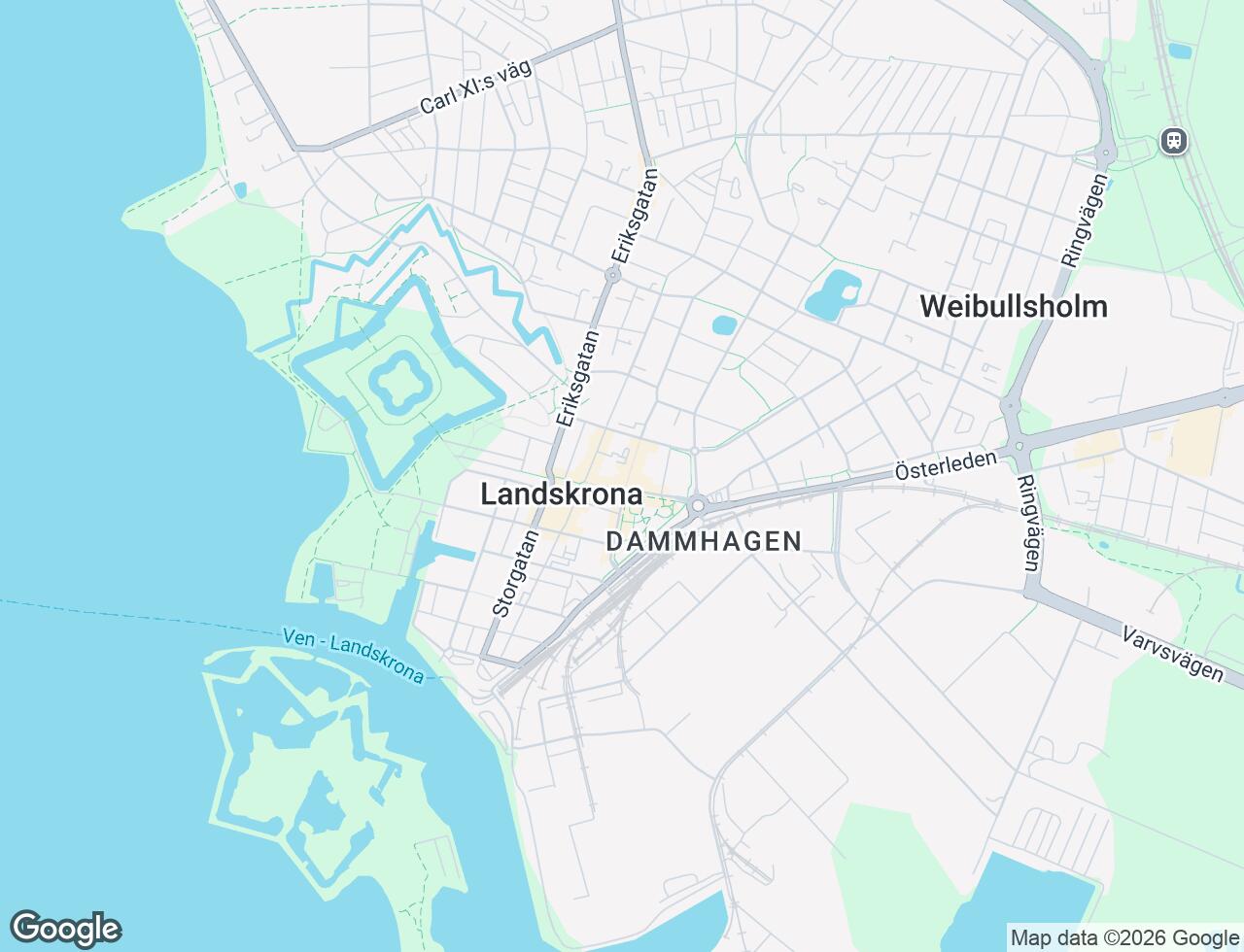Karta över Järnvägsgatan 13 i 32 Landskrona