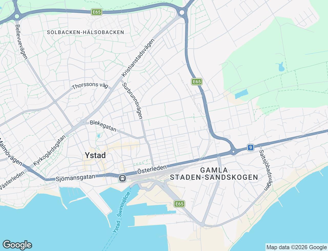 Karta över Oskarsgatan 7A i 40 Ystad
