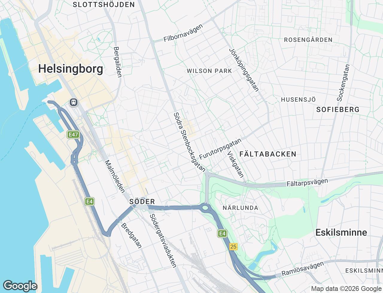 Karta över Faktorsgatan 12 i 46 Helsingborg