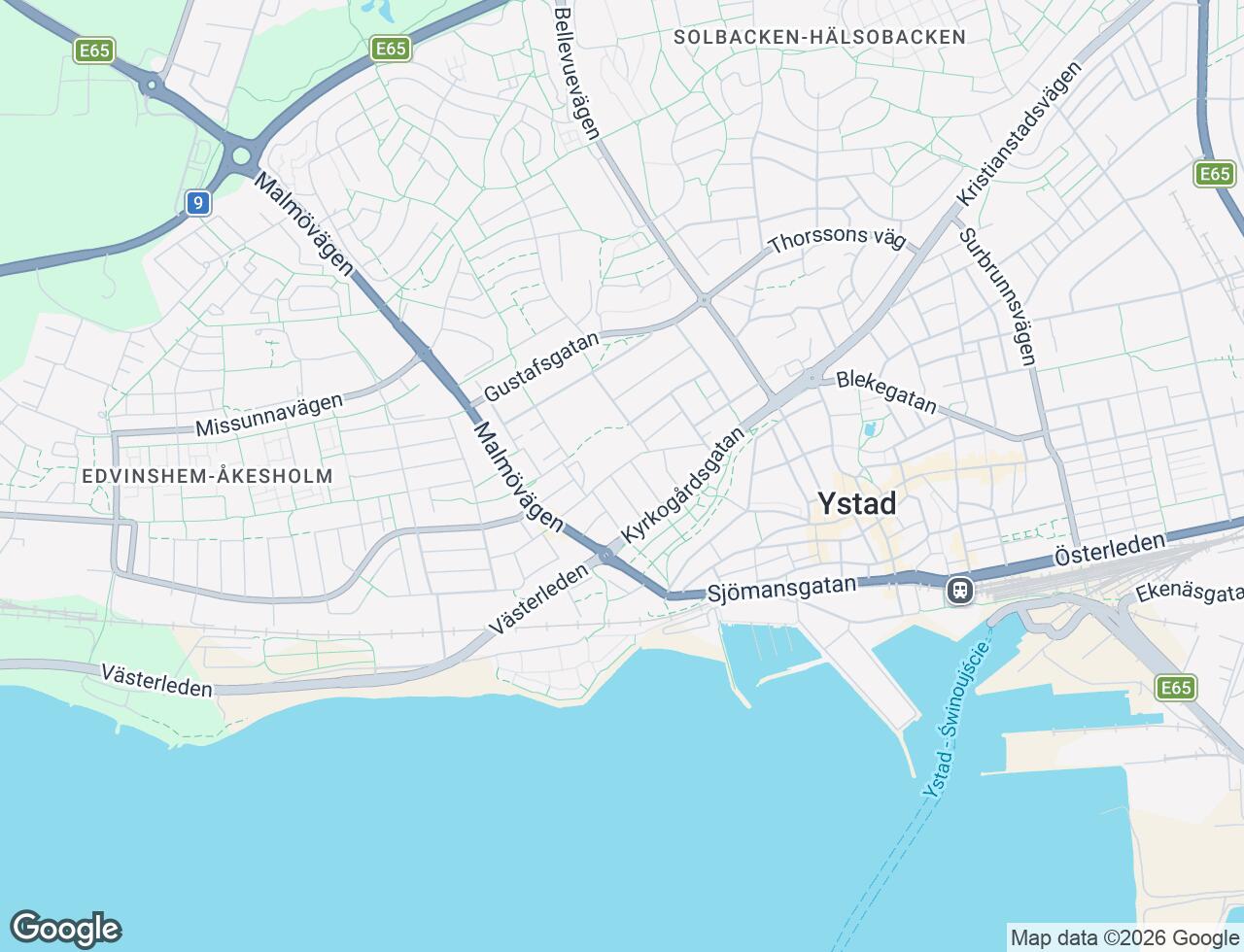 Karta över Kapellgatan 12 i 31 Ystad
