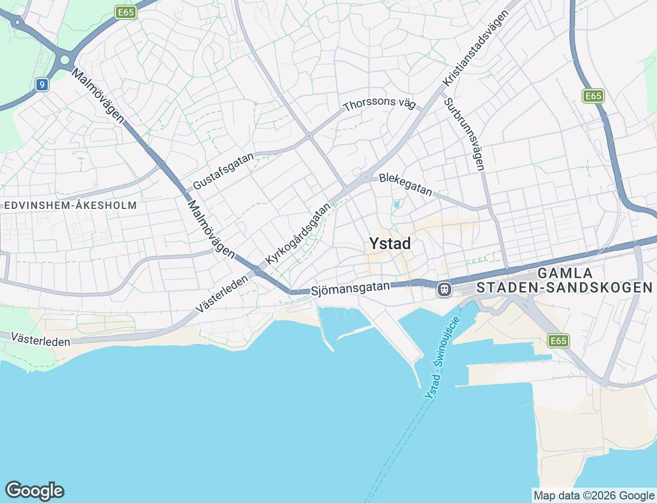 Karta över Västra Vallgatan 20A i 35 Ystad