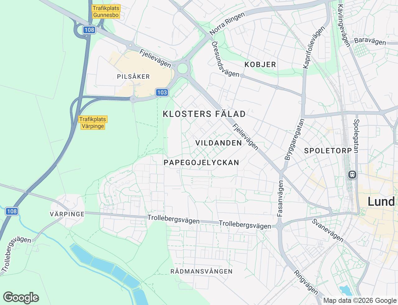 Karta över Vildandsvägen 6B i 34 Lund