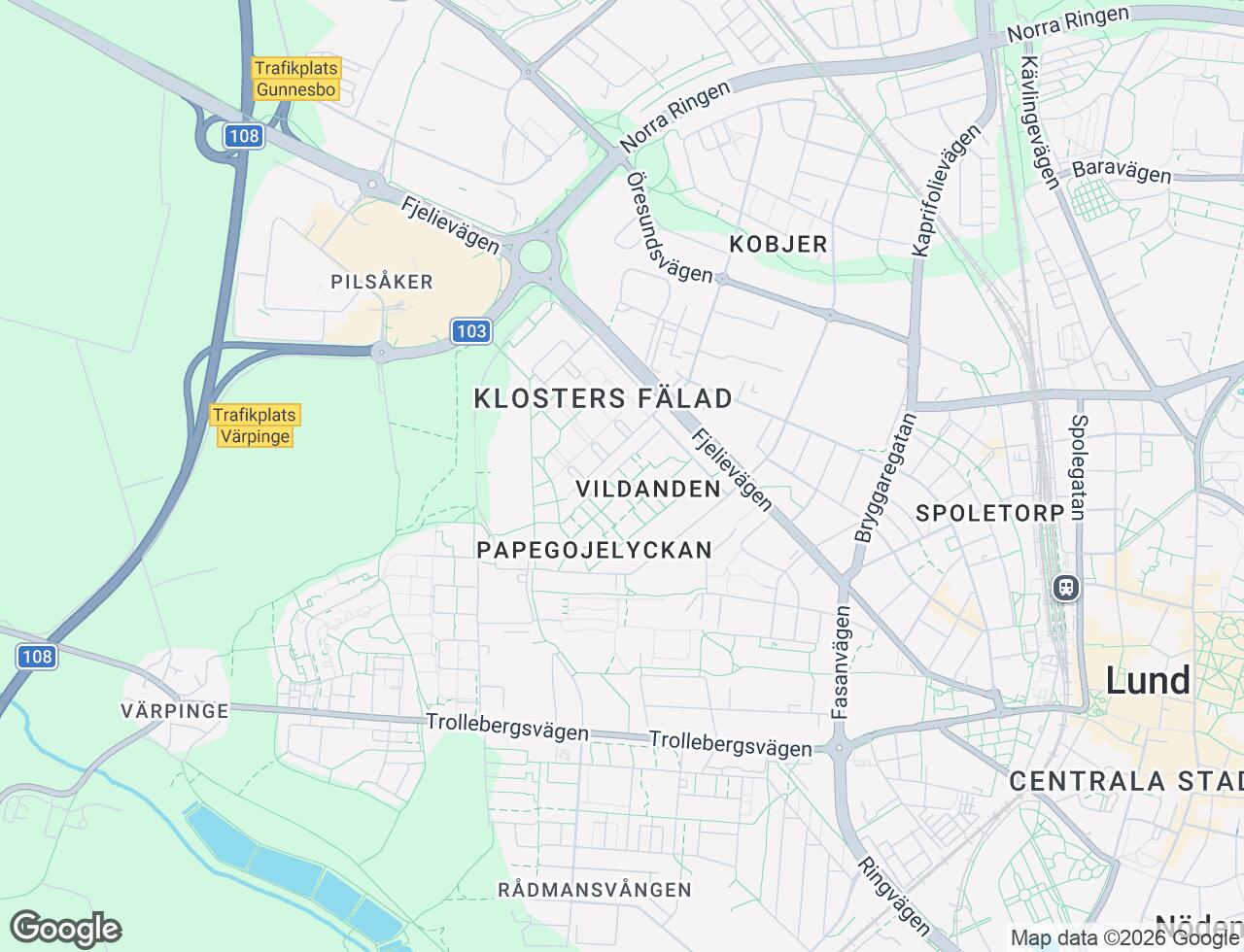 Karta över Vildandsvägen 30E i 34 Lund