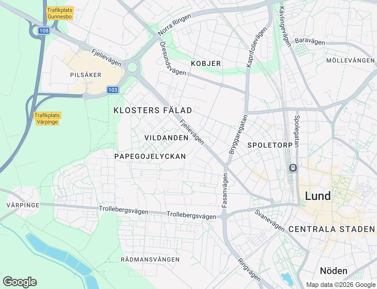 Karta över Måsvägen 16A i 33 Lund