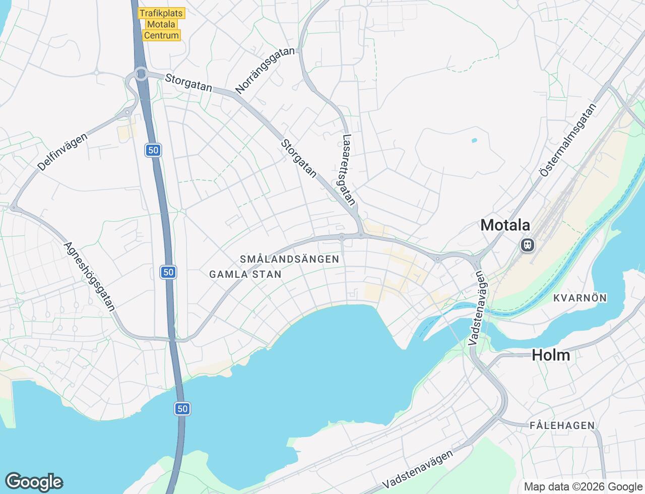 Karta över Nedre Borgmästaregatan 10 i 26 Motala