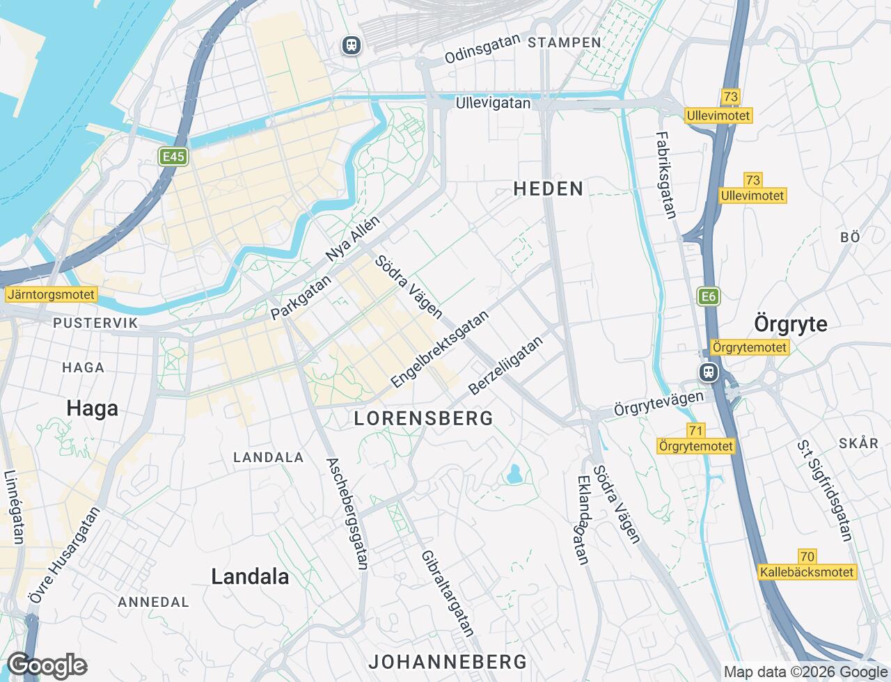 Karta över Engelbrektsgatan 34B i 37 Göteborg