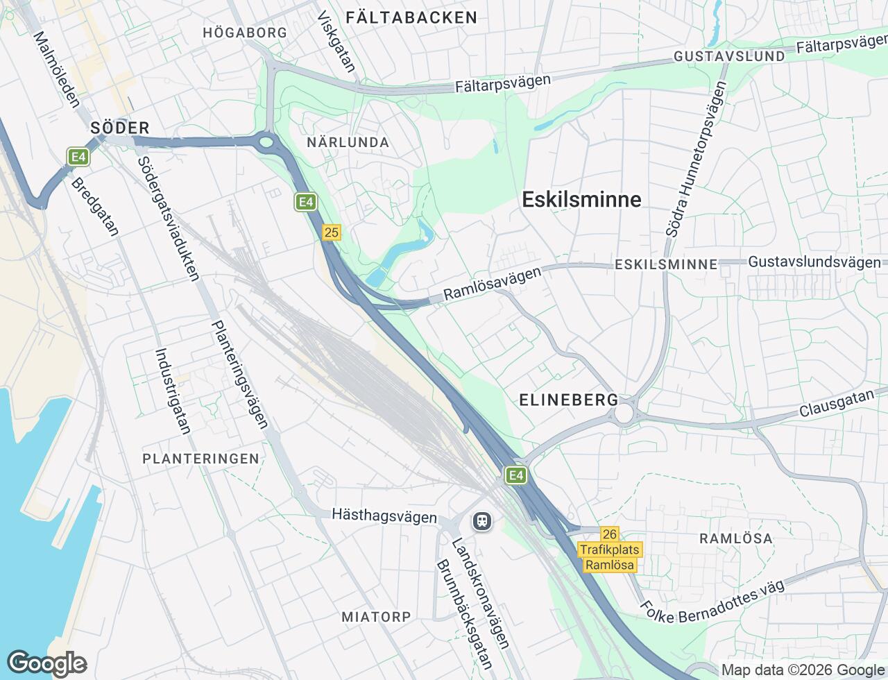 Karta över Elinebergsplatsen 10 i 58 Helsingborg