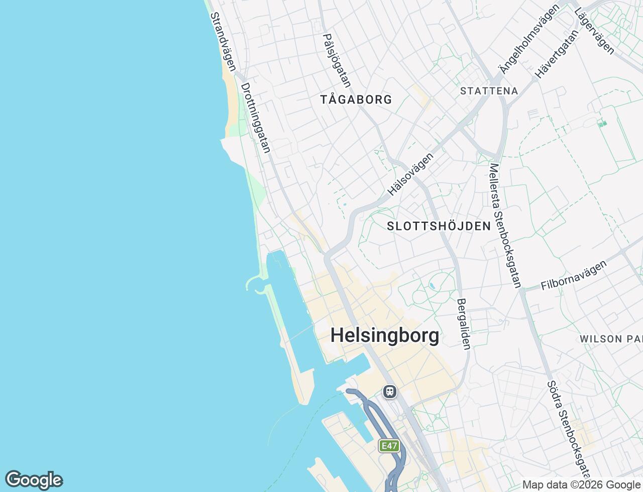 Karta över Drottninggatan 72B i 21 Helsingborg