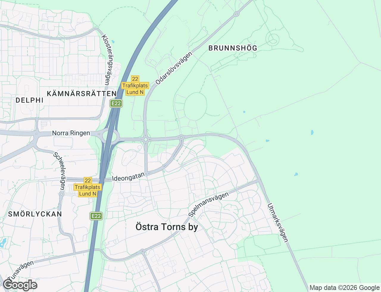 Karta över Neversvägen 45 i 79 Lund