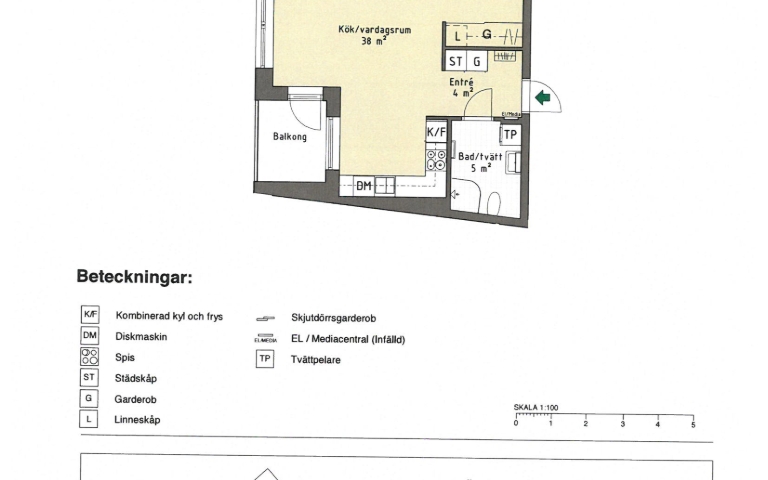 Lägenhet 1 rok på Nedre Kaptensgatan 8