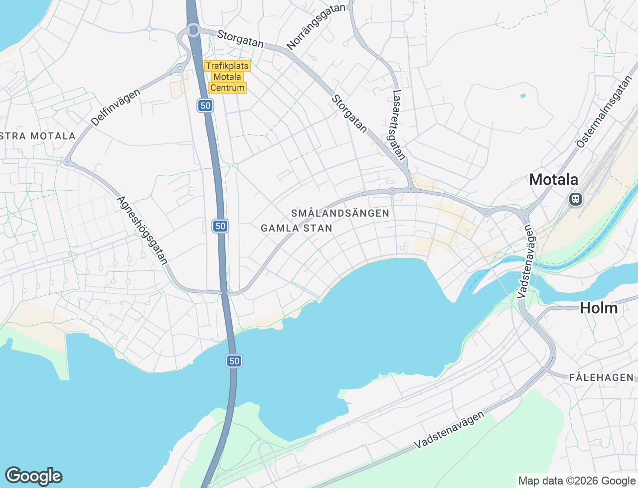 Karta över Nedre Kaptensgatan 8 i 27 Motala