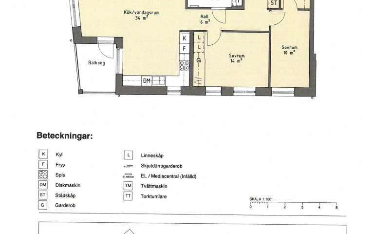 Lägenhet 3 rok på Nedre Kaptensgatan 8
