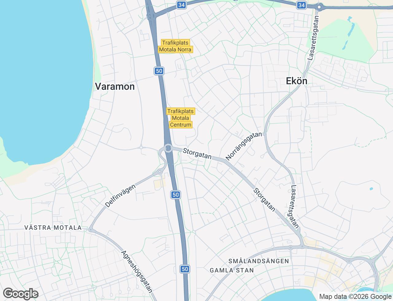 Karta över Storgatan 30A i 38 Motala