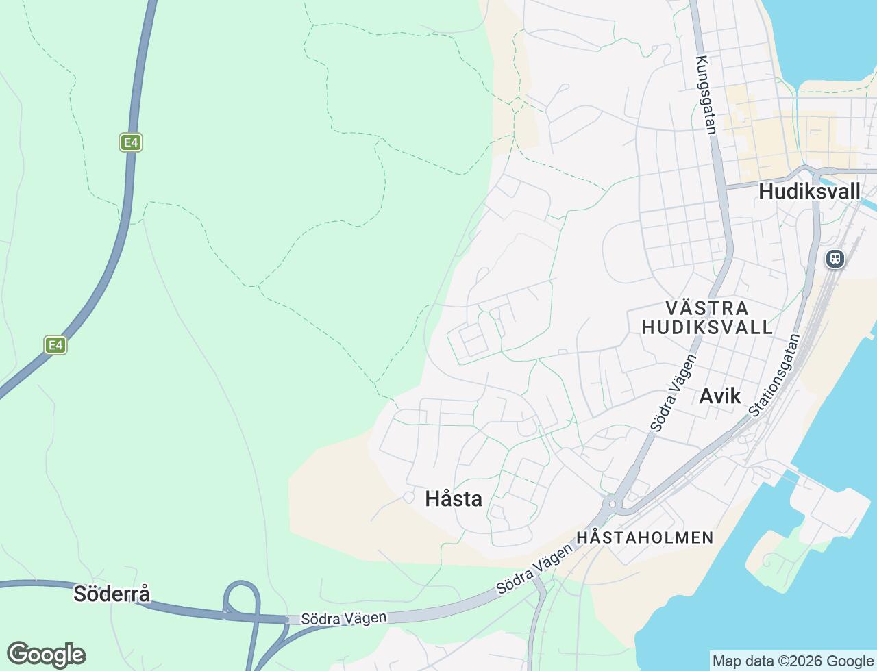 Karta över Vänortsvägen 4 i 41 Hudiksvall