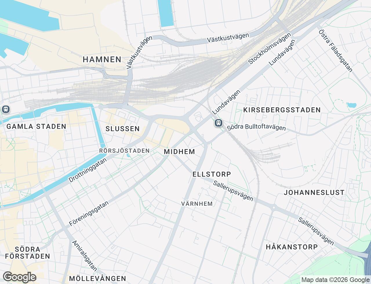 Karta över Vårgatan 2 i 18 Malmö