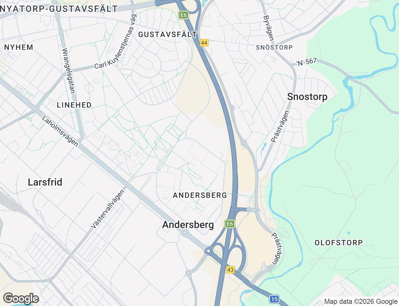 Karta över Andersbergsringen 67 i 21 Halmstad