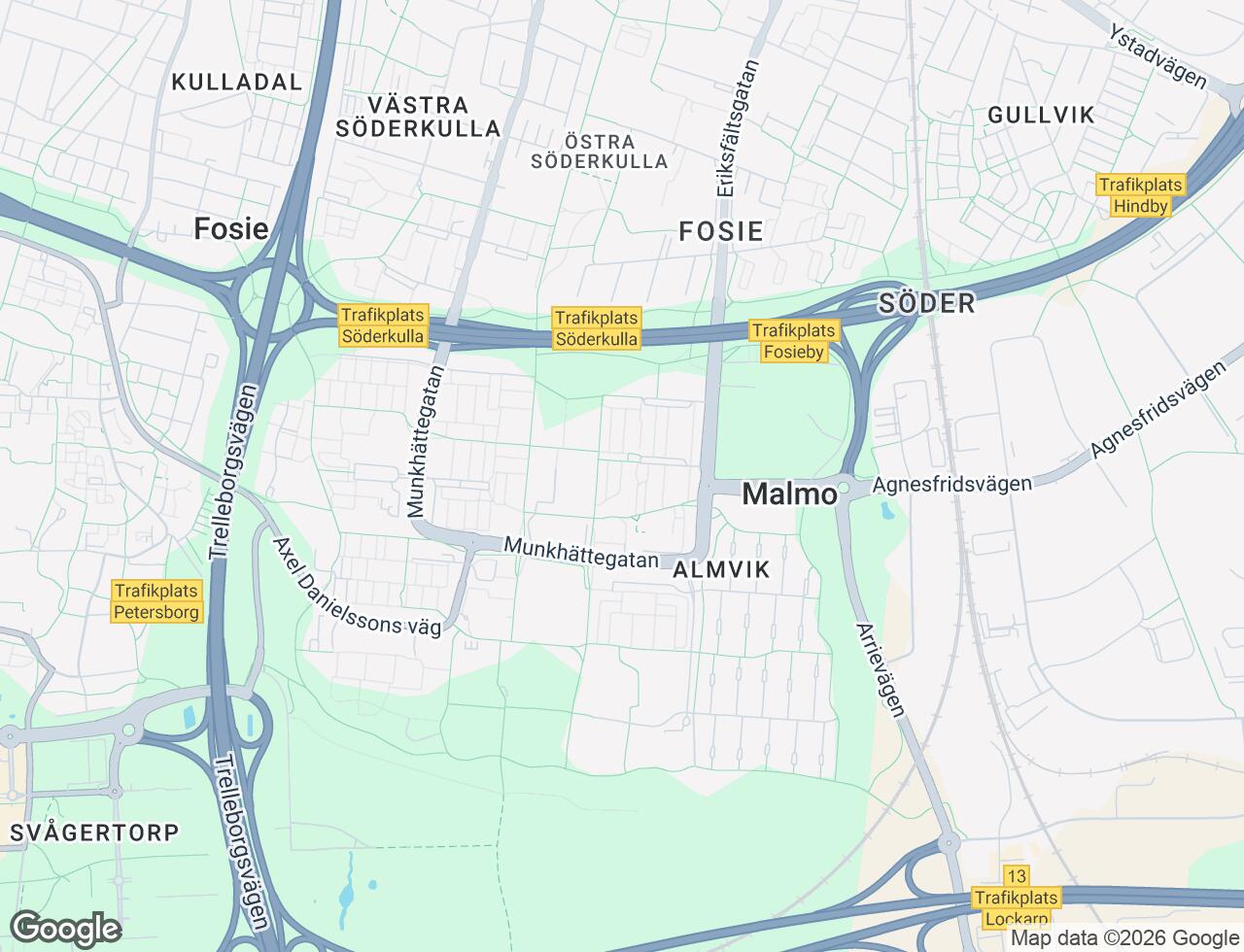 Karta över Kantatgatan 62 i 70 Malmö
